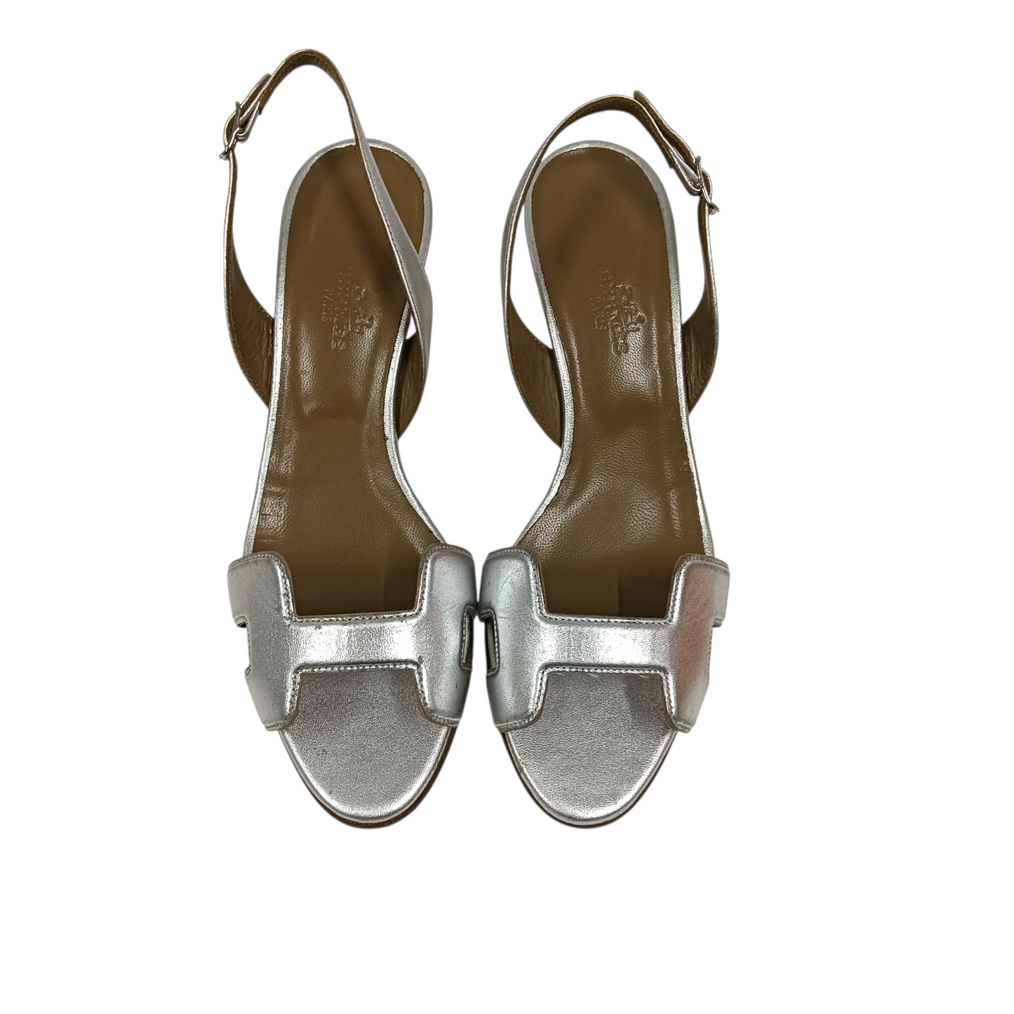 HERMES Pumps 37 Silver Scratch