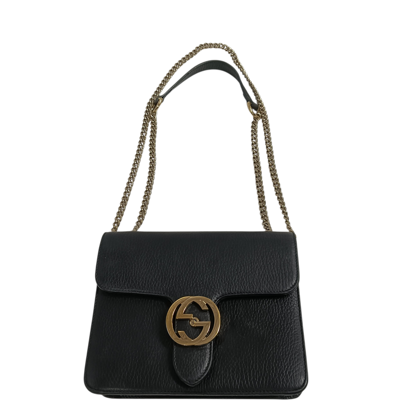 GUCCI Chain Shoulder Bag Interlocking G 510304 Black Stain