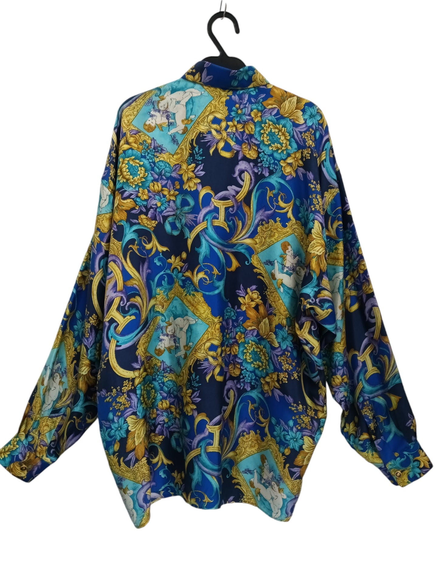 V2 BY VERSACE VINTAGE SILK SHIRT SIZE 11/S MENS BLUE 08304255