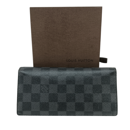 LOUIS VUITTON Long Wallet Damier Graphite N62665 Black IA3193 Rank (B) *NAME