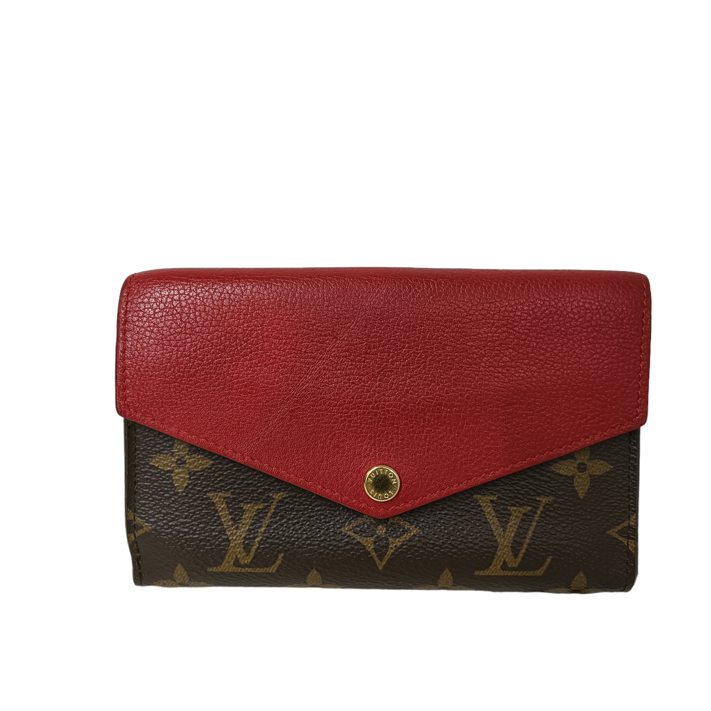 LOUIS VUITTON Wallet Monogram M60140 Brown/Red Damage CA3165 Canvas Pallas Compact