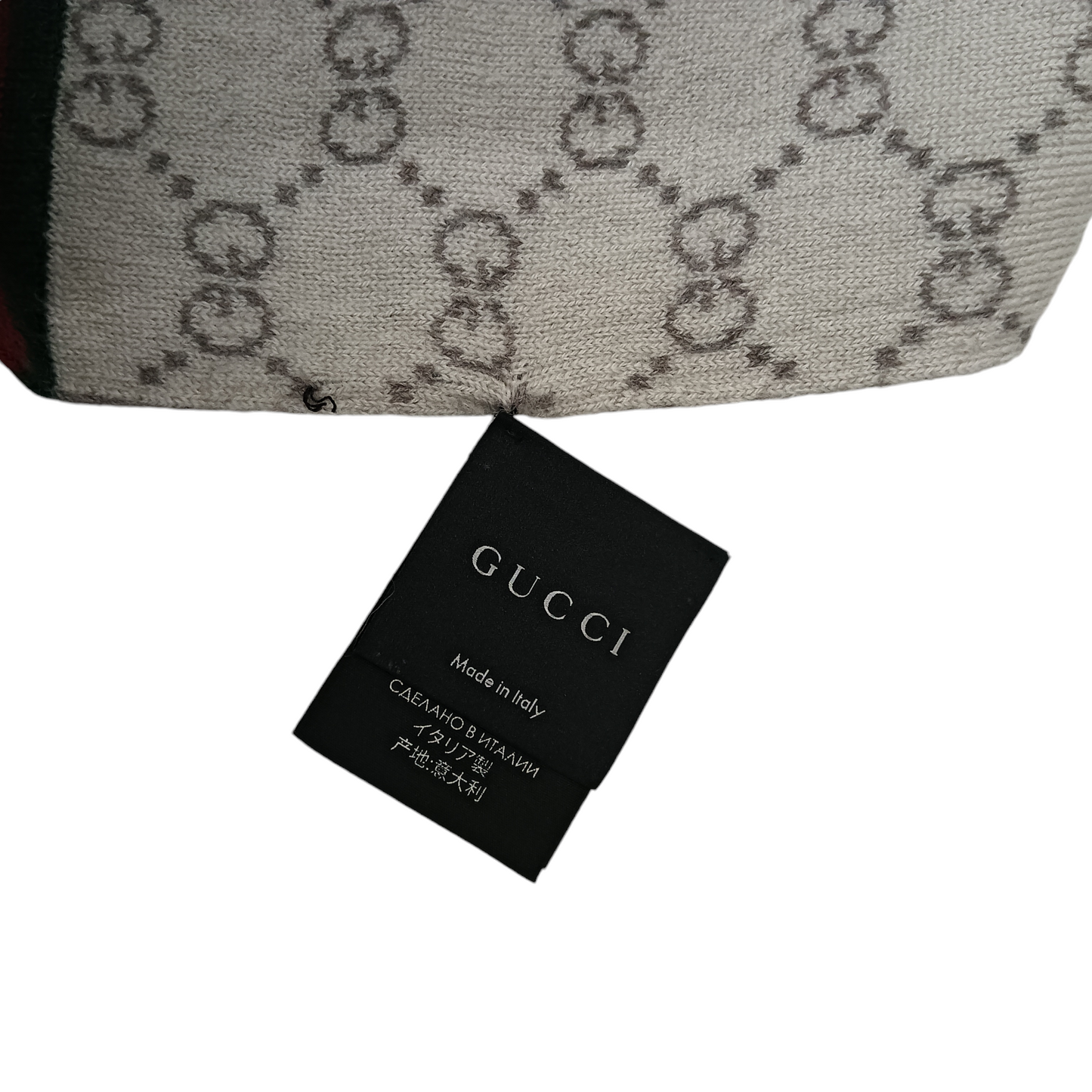 GUCCI SCARF LIGHT GRAY/GREEN/RED