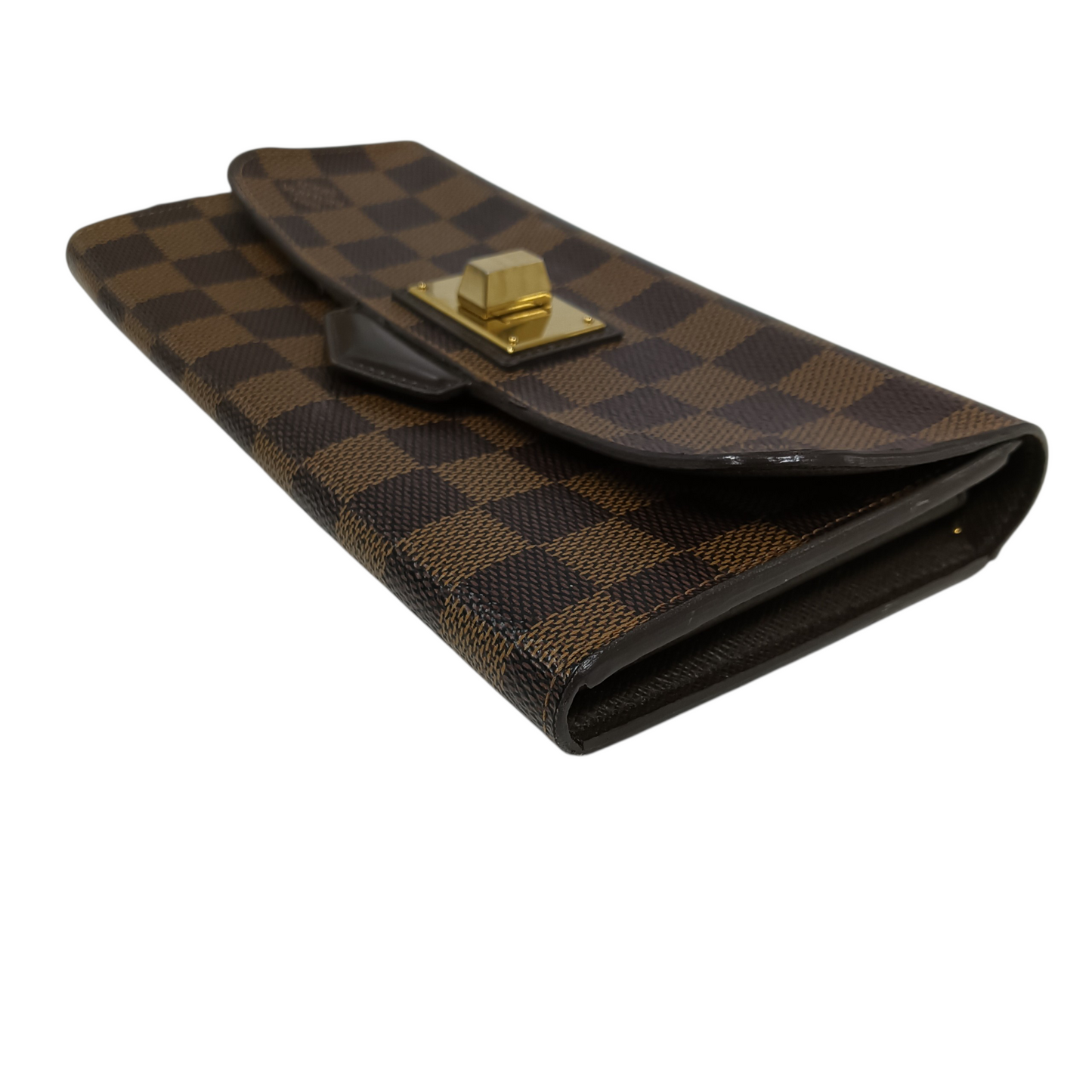 LOUIS VUITTON Long Wallet Damier N63017 Brown Scratch/Damage CA2172 Rosebery Ebene