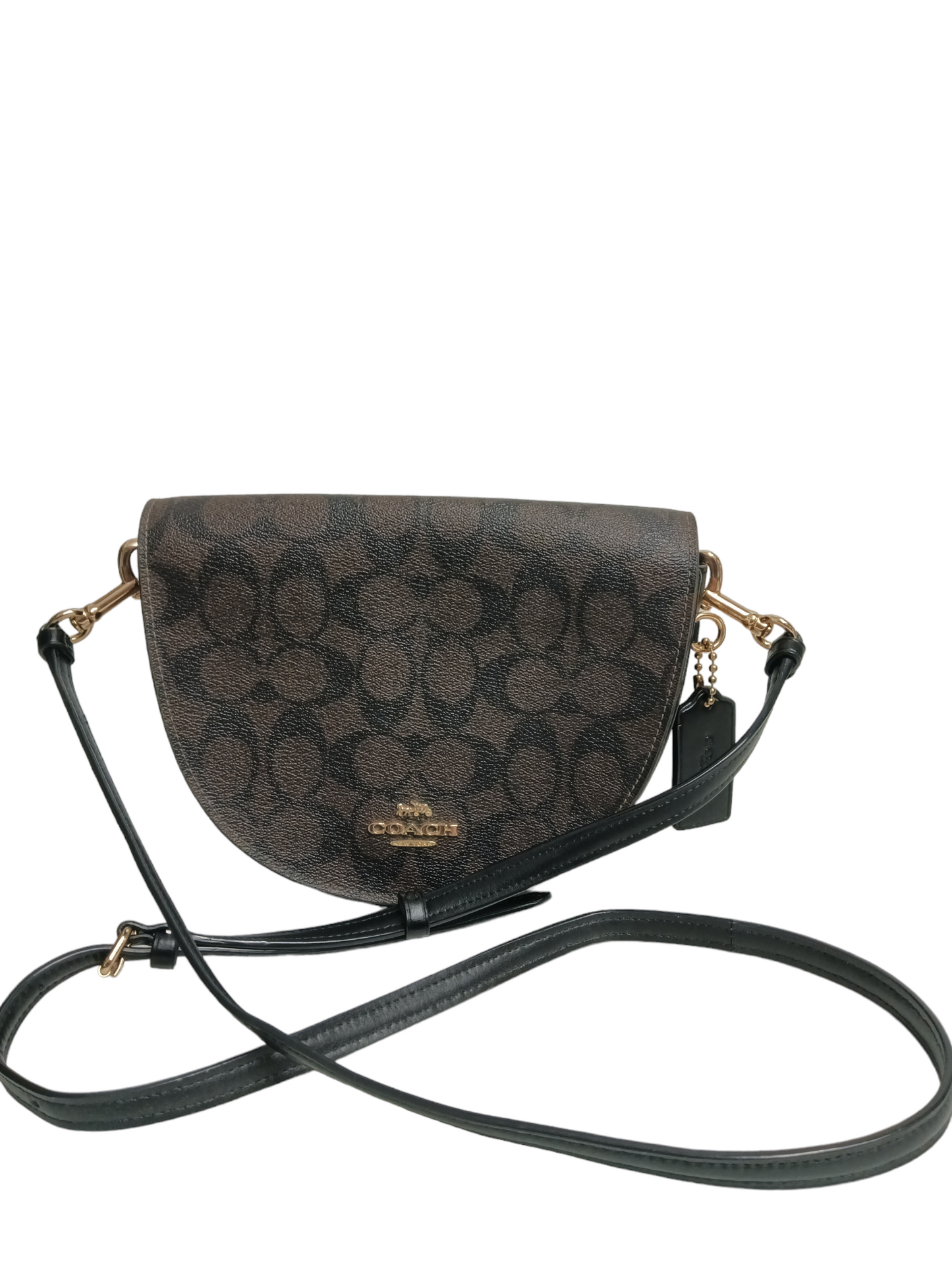 COACH SHOULDER BAG DARK BROWN STAIN C1430