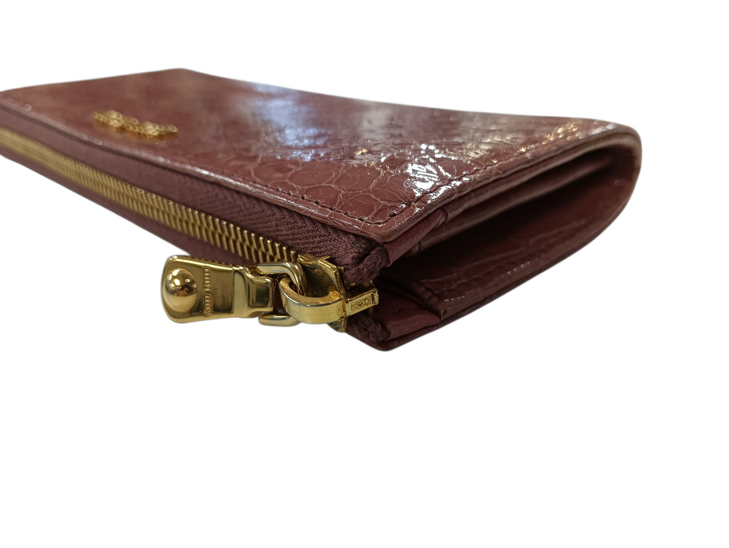 MIU MIU Long Wallet CROC EMBOSSED LEATHER Pink Stain