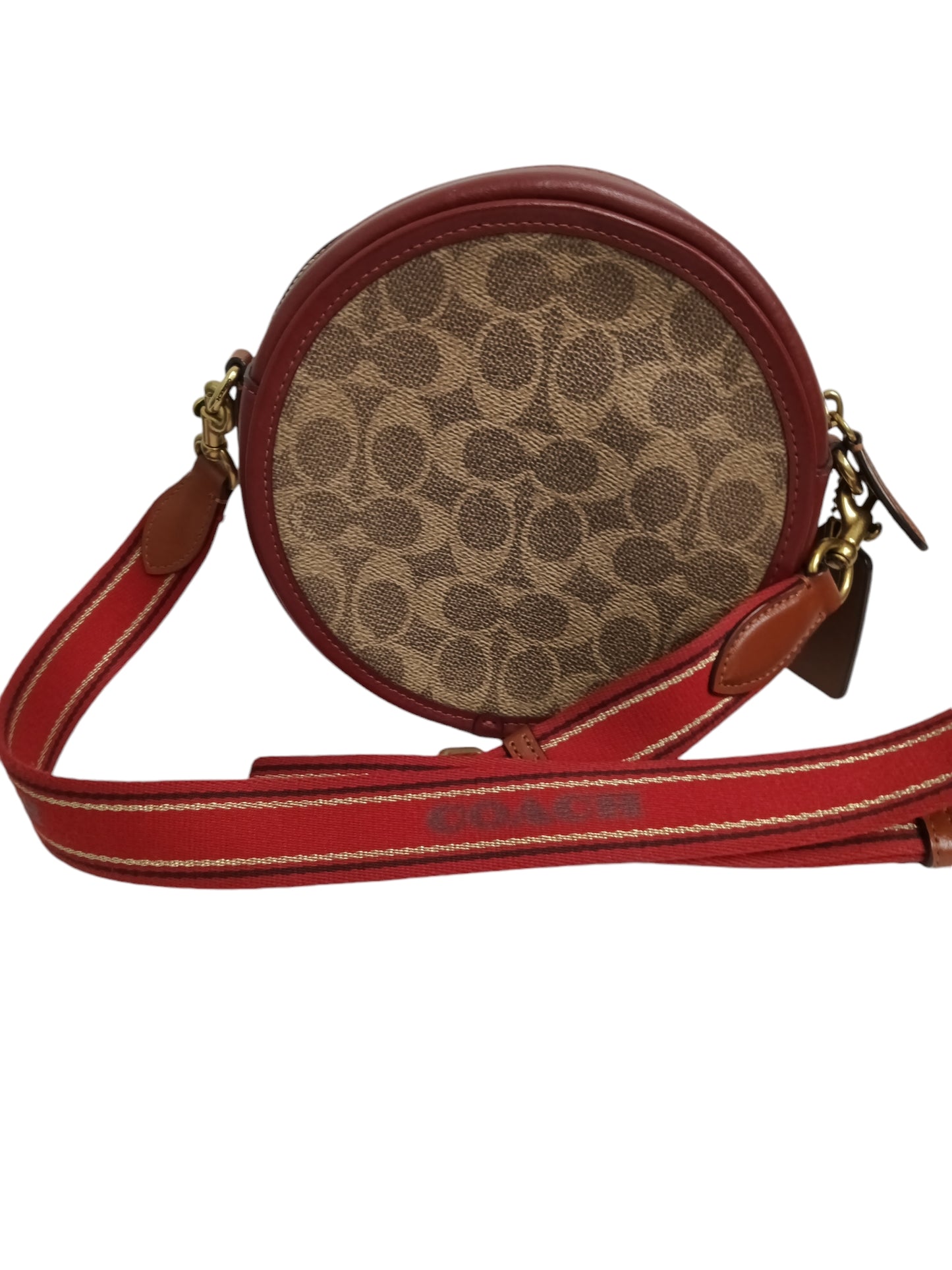 COACH SHOULDER BAG BROWN/RED C6998 RANK(A)