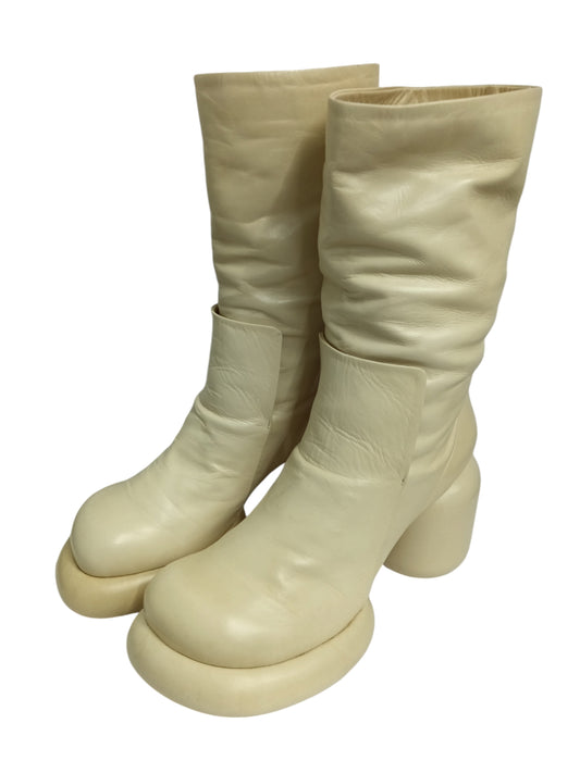 JIL SANDER PLATFORM BOOTS SIZE 37 1/2 IVORY STAIN