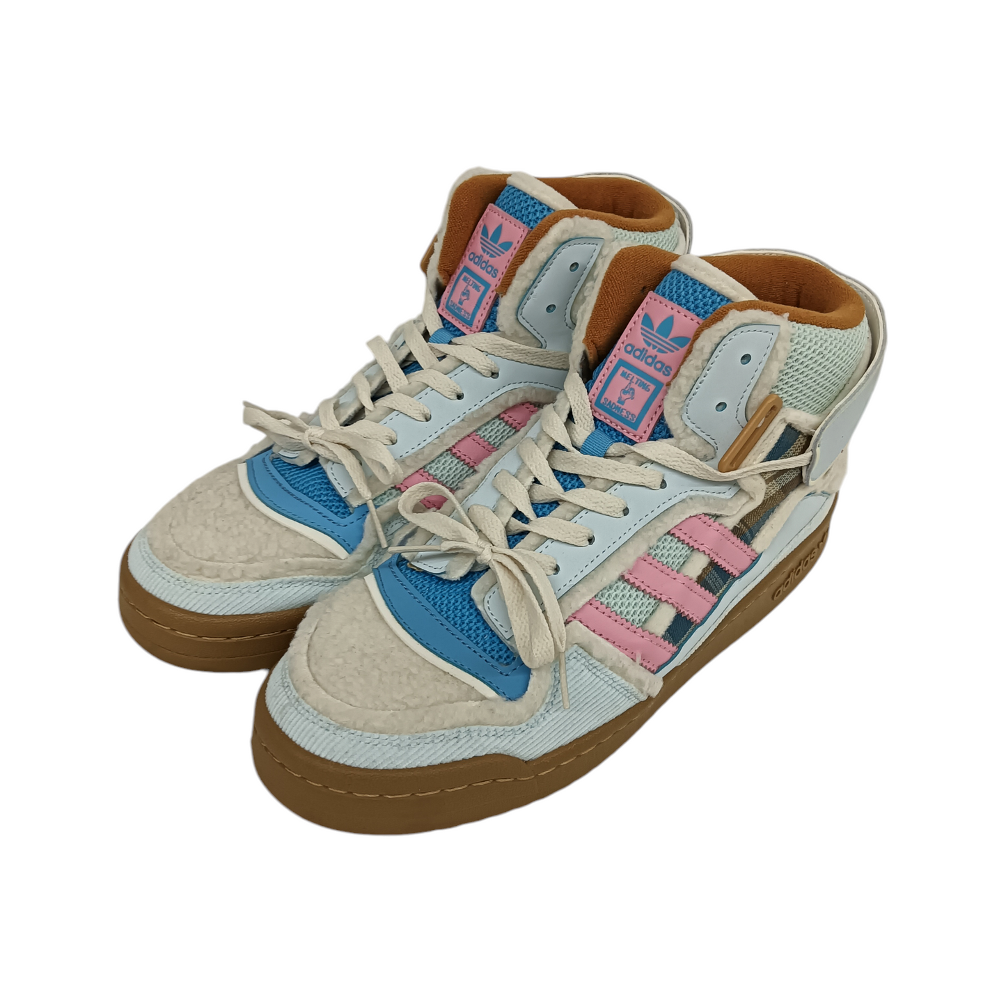 ADIDAS High Cut Sneaker 28.5 GW8921 Mens Blue/Pink Stain FORUM EXHIBIT MID