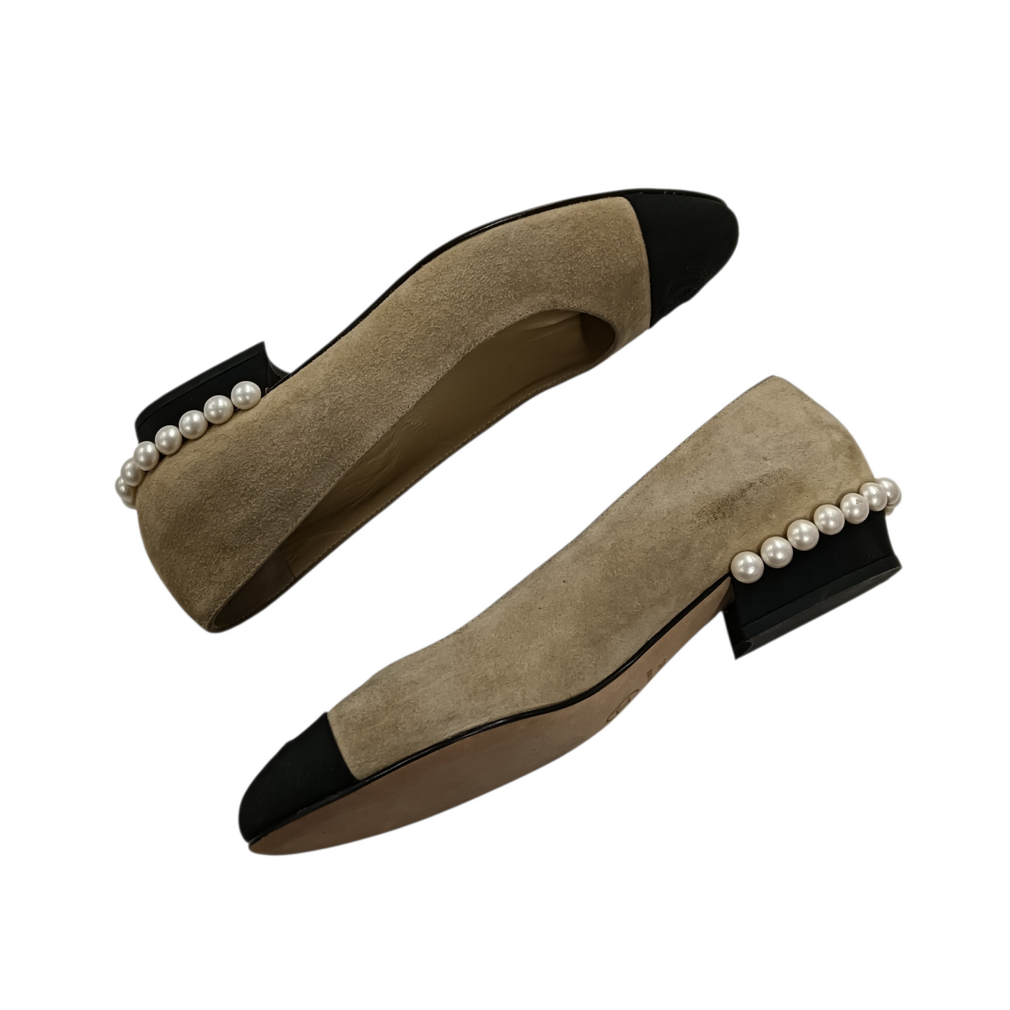 CHANEL Flat Shoes Lady's Size 36C Beige G33439
