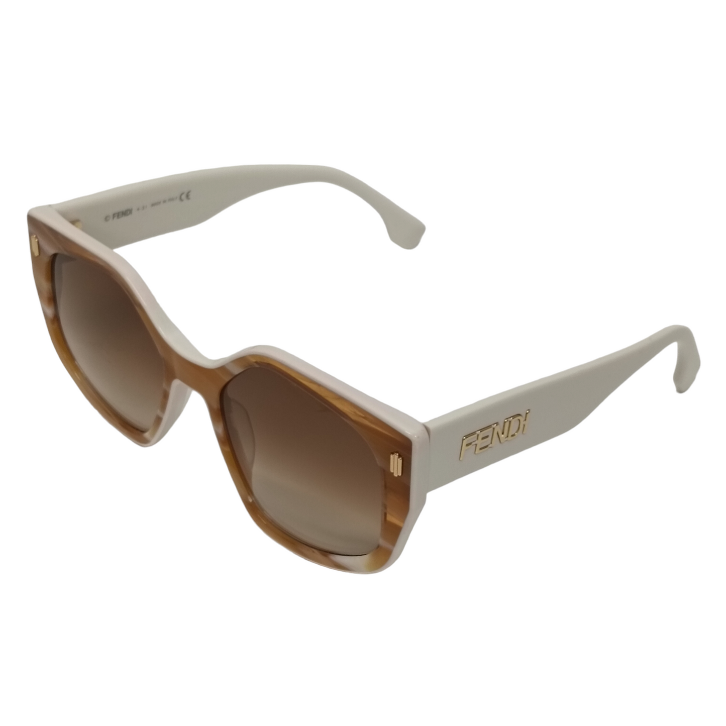 FENDI Marble Effect Sunglasses FE400171 White/Beige