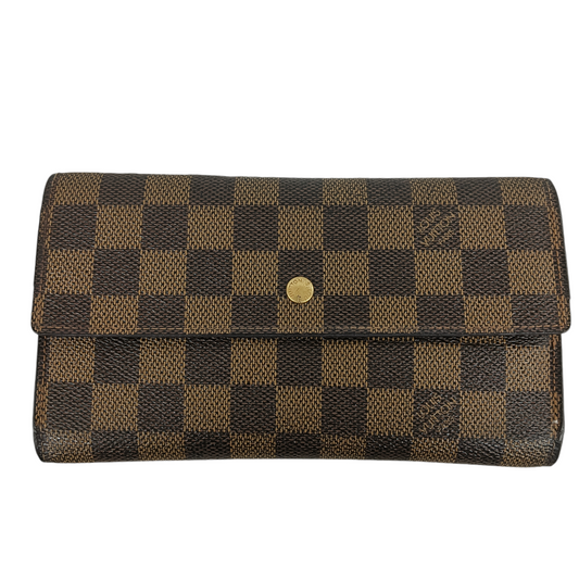 LOUIS VUITTON Long Wallet Damier N61215 Brown TH0071 *Damage Rank (B)