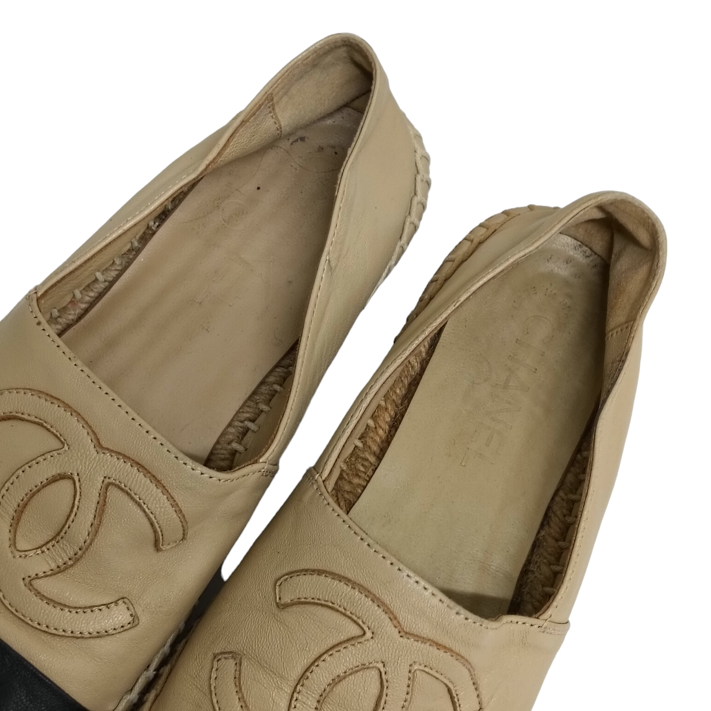 CHANEL Slip-on Lady's Black/Beige Size 36 ZG29762