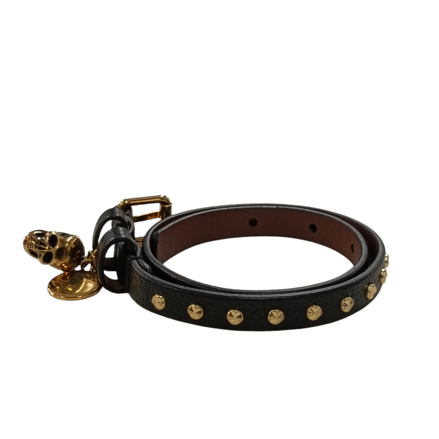 ALEXANDER MCQUEEN LOOP BRACELET SKULL GOLD/BLACK