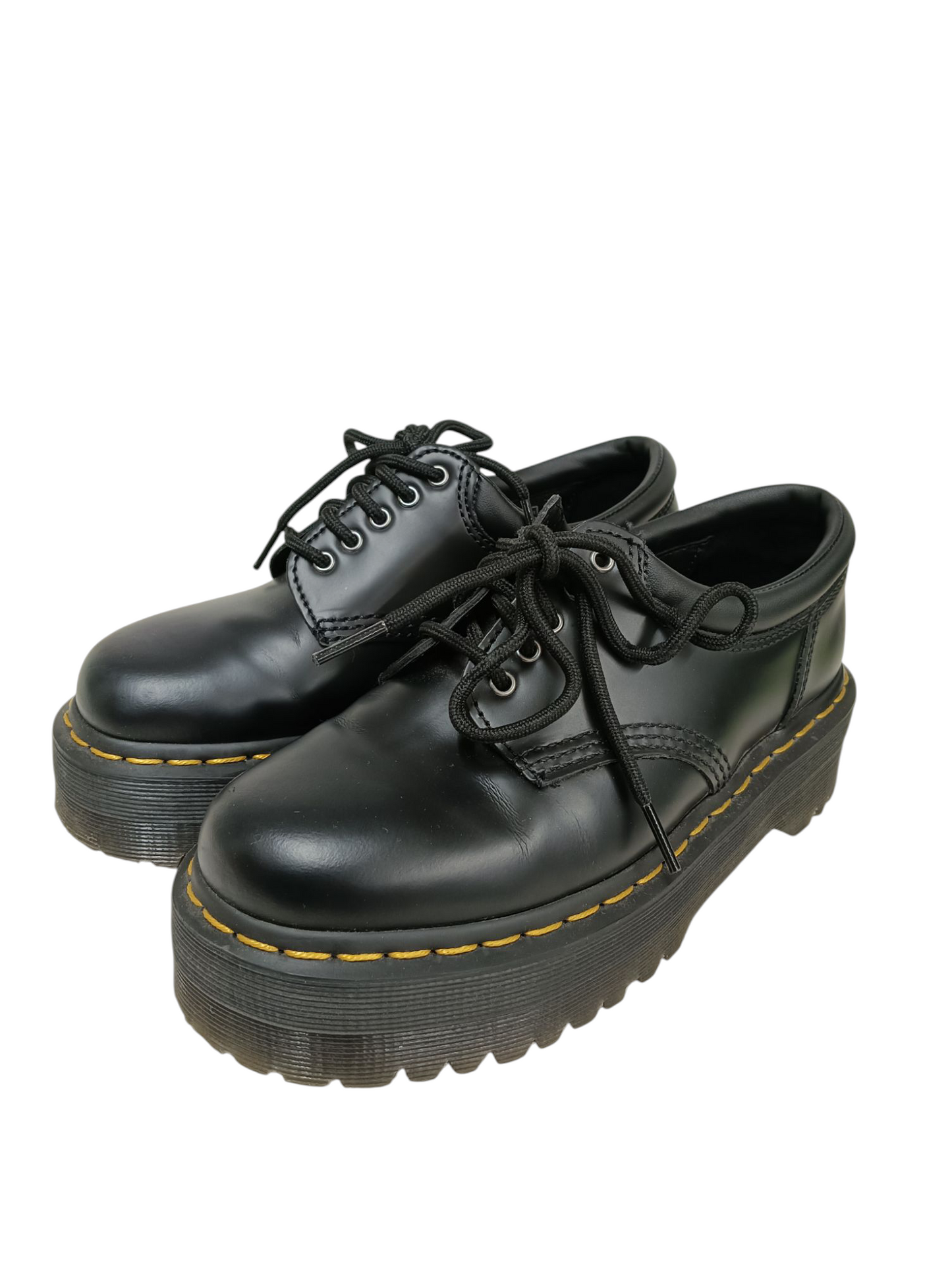 Dr.Martens Leather Platform Shoes Size 38 cm Lady's Black 24690001