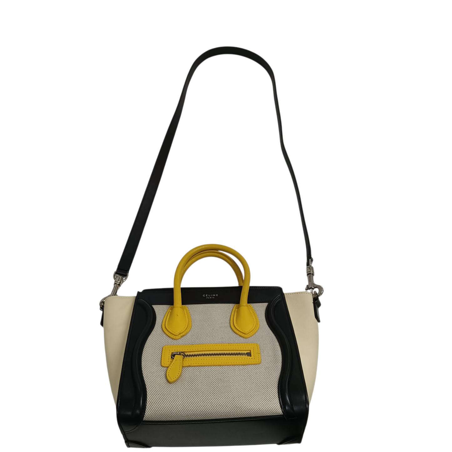 CELINE 2WAY Bag Navy/Beige/Yellow Stain