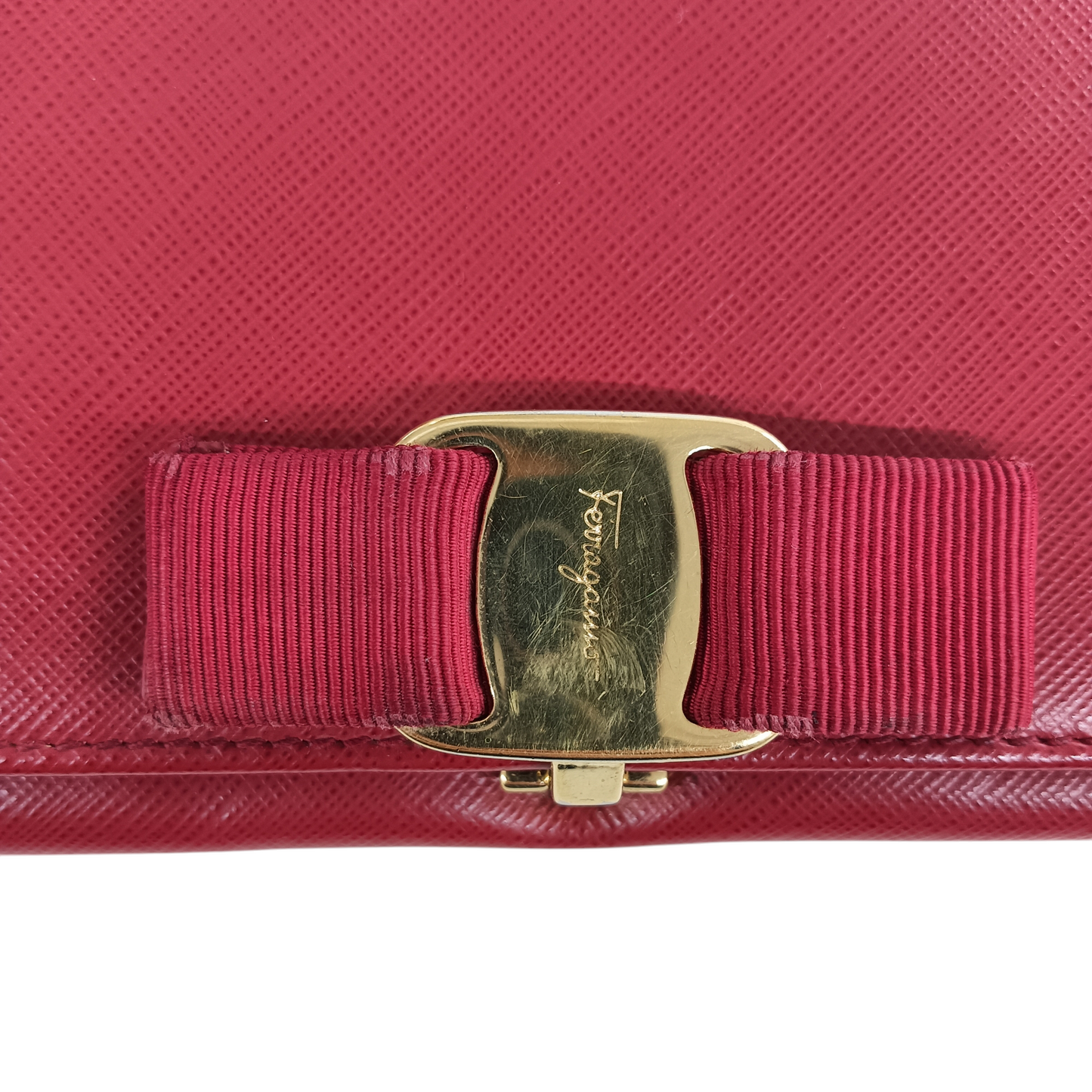 Salvatore Ferragamo Long Wallet Red/Gold IR-22A900 Rank(C)