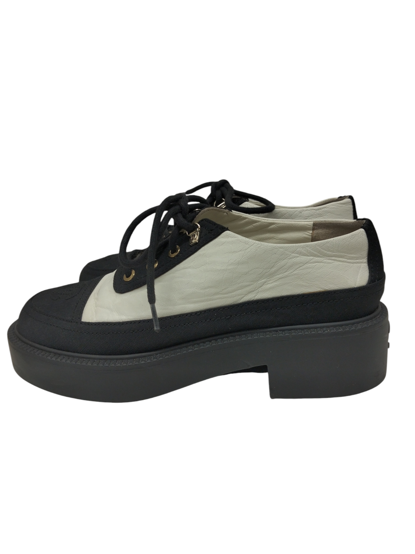 CHANEL SNEAKER LADY SIZE 36 WHITE/BLACK G38081 RANK (B)