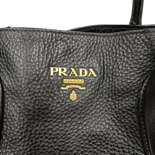 PRADA 2WAY Bag Black Self-Repaint/Handle Damage