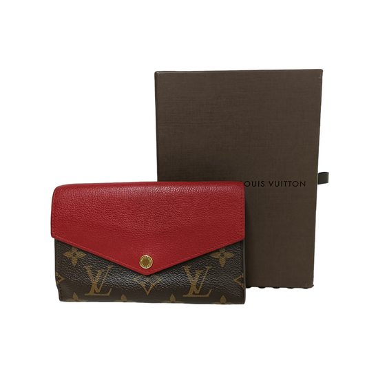 LOUIS VUITTON Wallet Monogram M60140 Brown/Red Damage CA3165 Canvas Pallas Compact