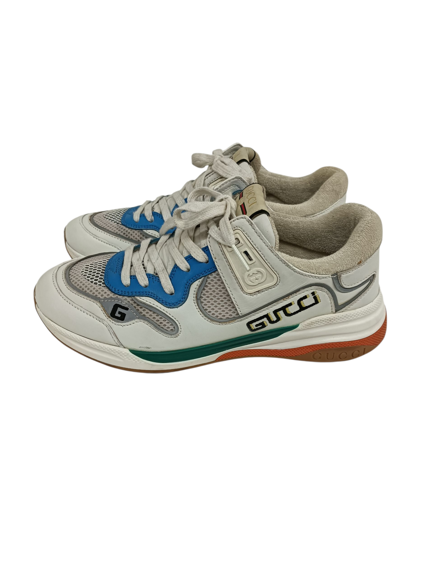 GUCCI Sneaker Size 6 Mens 592345 White/Sky Blue