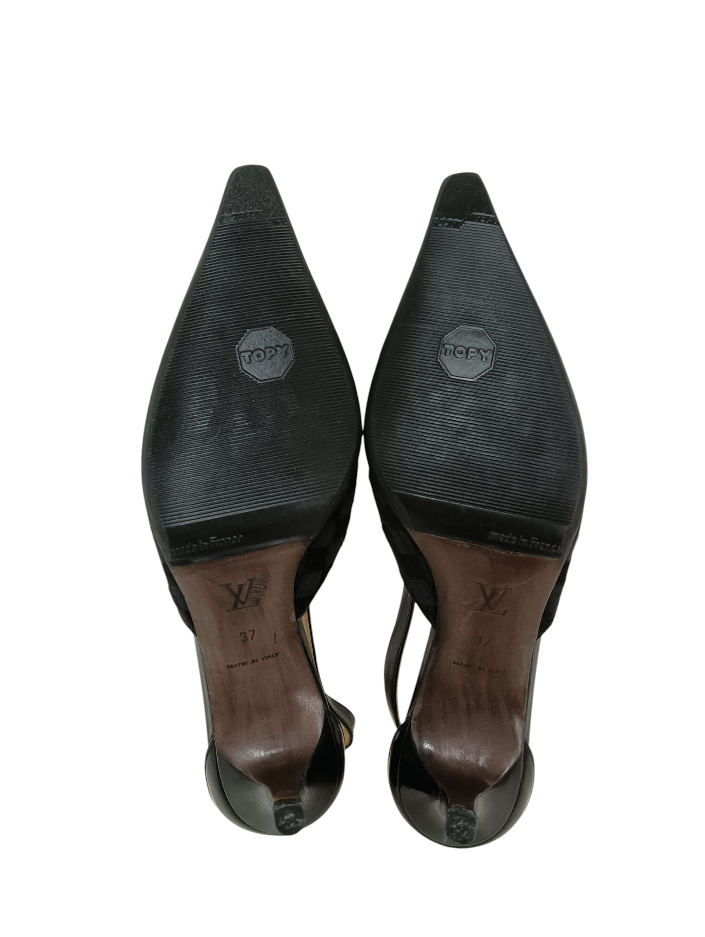 LOUIS VUITTON Pumps Size 37 Lady's Black Stain NQ0064