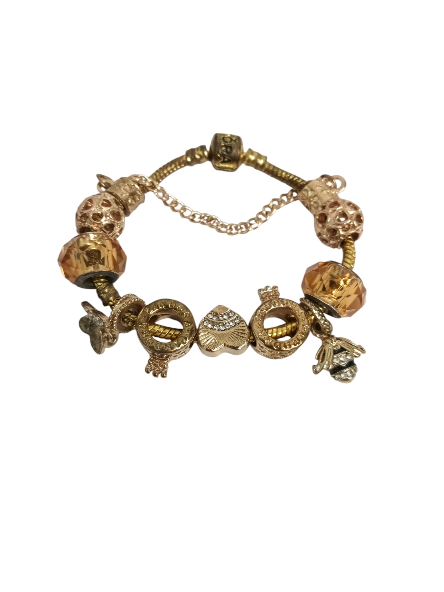 PANDORA BRACELET GOLD  10 CHARM RANK(B)
