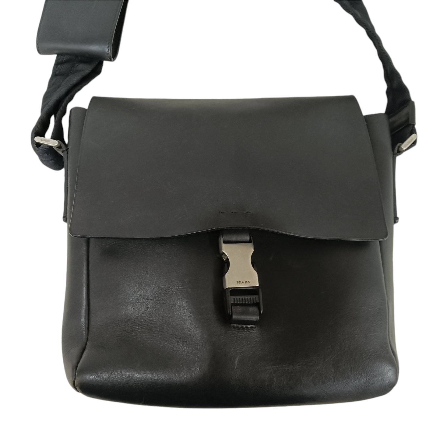 PRADA Shoulder Bag Black 44 Leather *Scratch