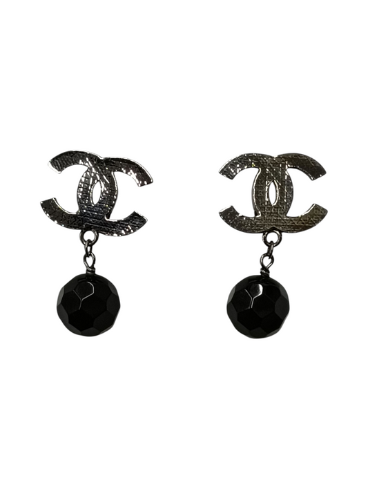 CHANEL Earring Silver/ Black