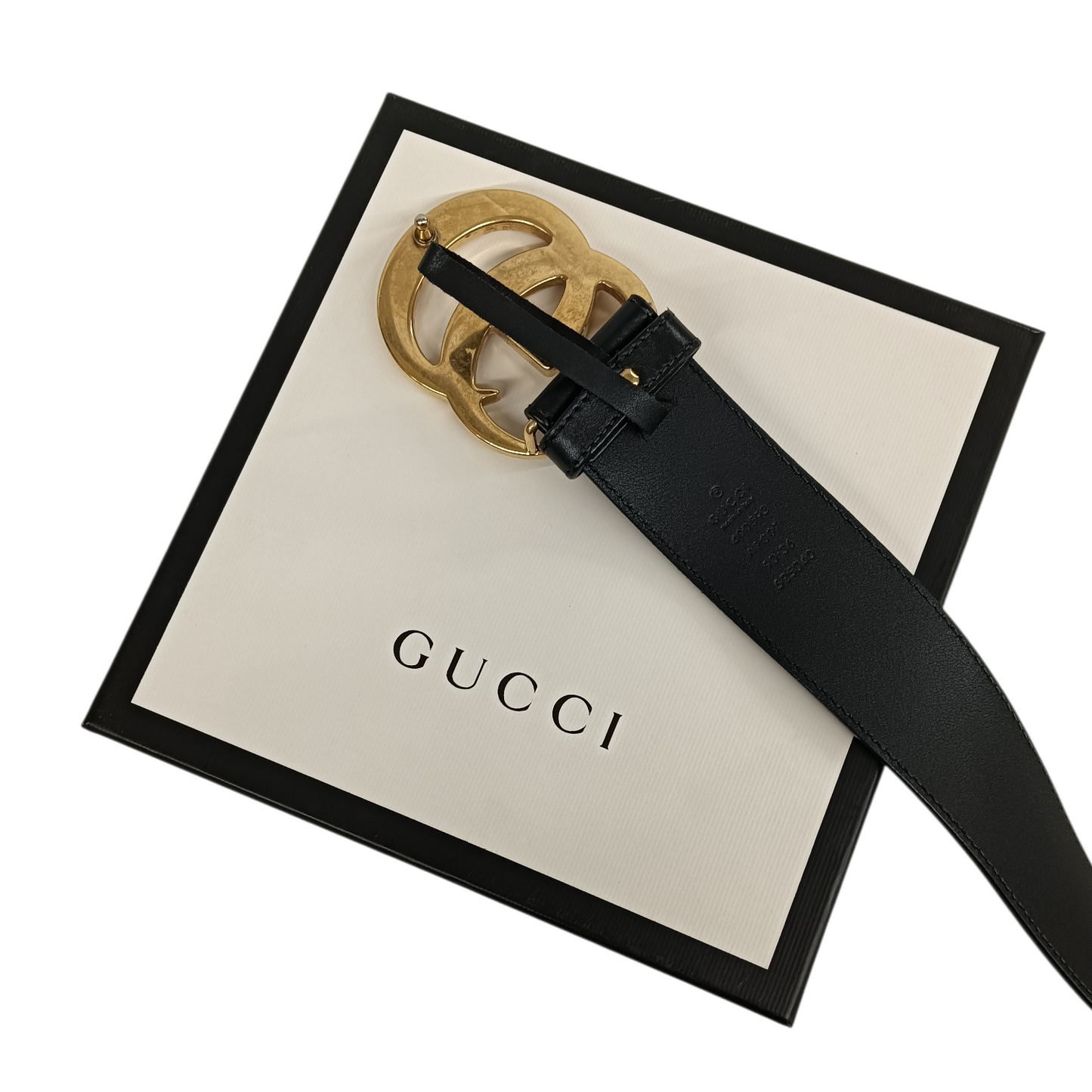 GUCCI Belt Black/Gold 400593 Double G