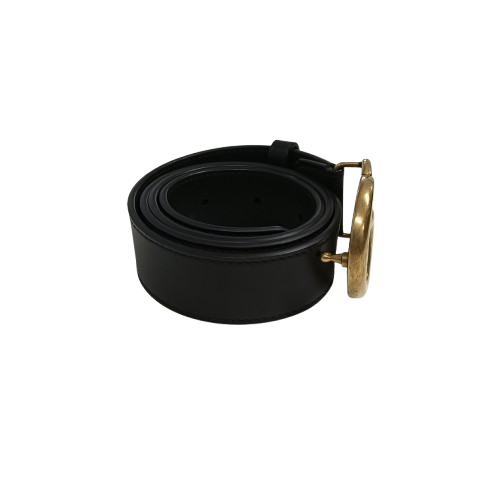 GUCCI Belt Black And Gold **Scratch 414516