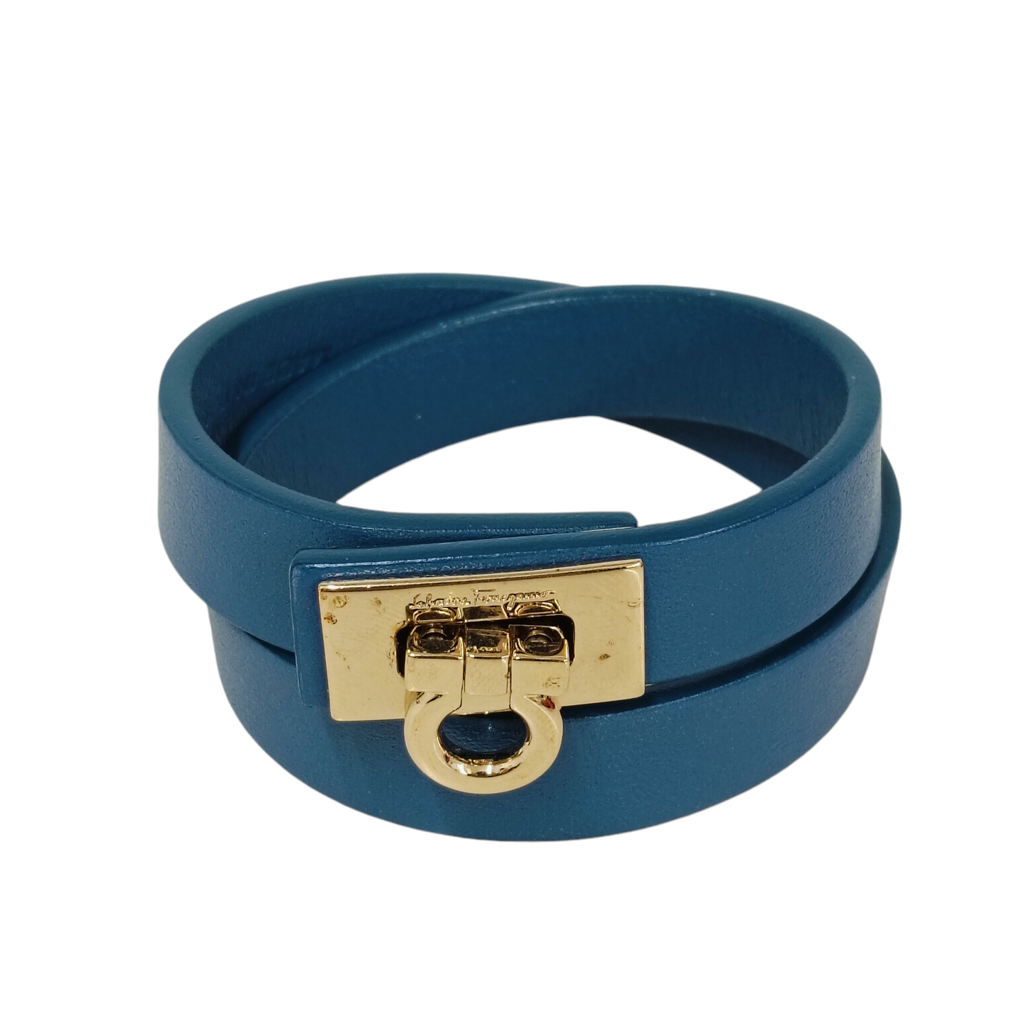 SALVATORE FERRAGAMO Bracelet Blue Gancini Leather