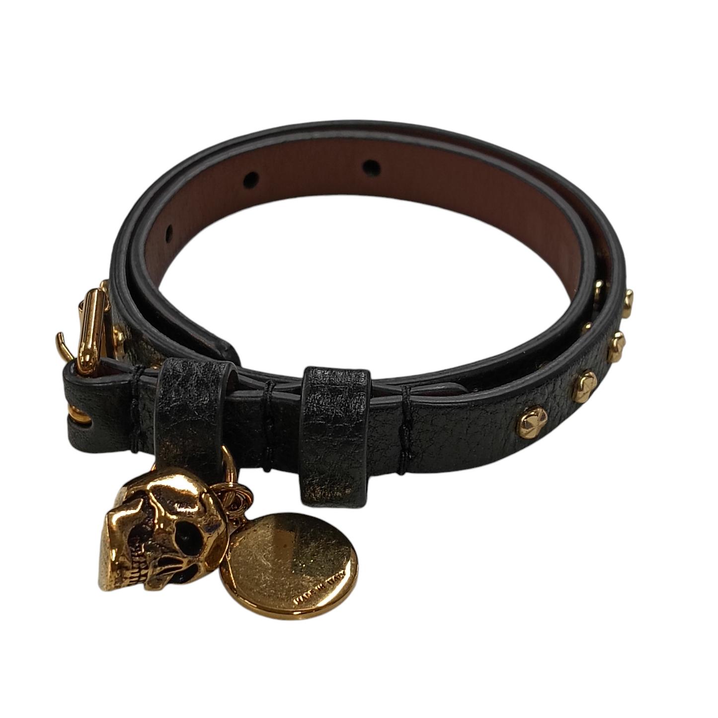 ALEXANDER MCQUEEN LOOP BRACELET SKULL GOLD/BLACK