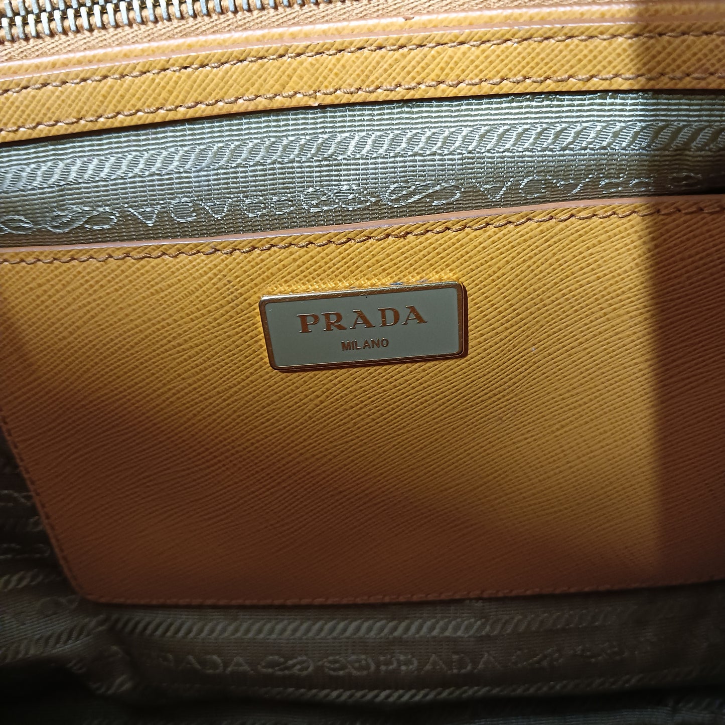PRADA 2WAY Bag 1BA863 Mustard ***Damage