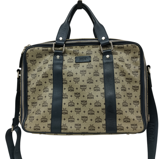 MCM 2WAY Bag 1001060110410 Rank B Beige/Navy