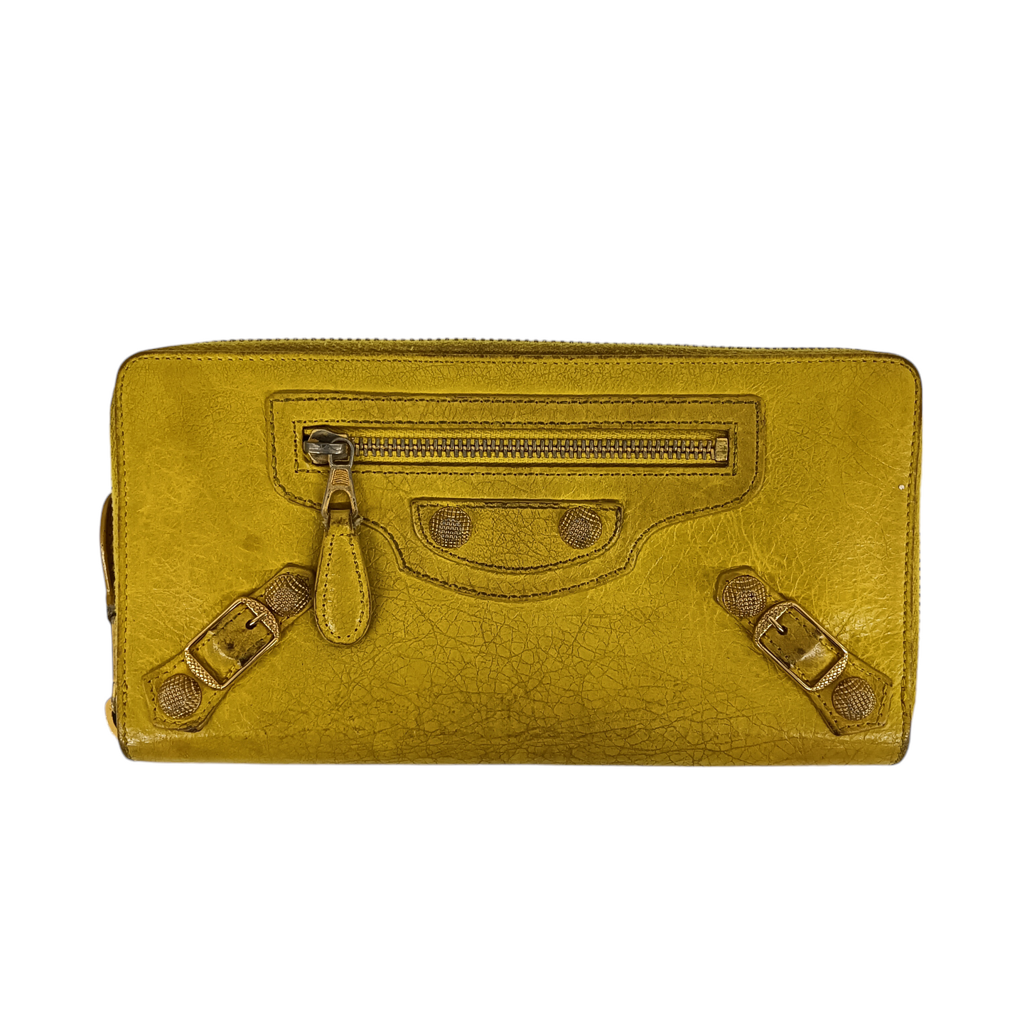 BALENCIAGA Long Wallet 253053 Yellow Stain/Damage