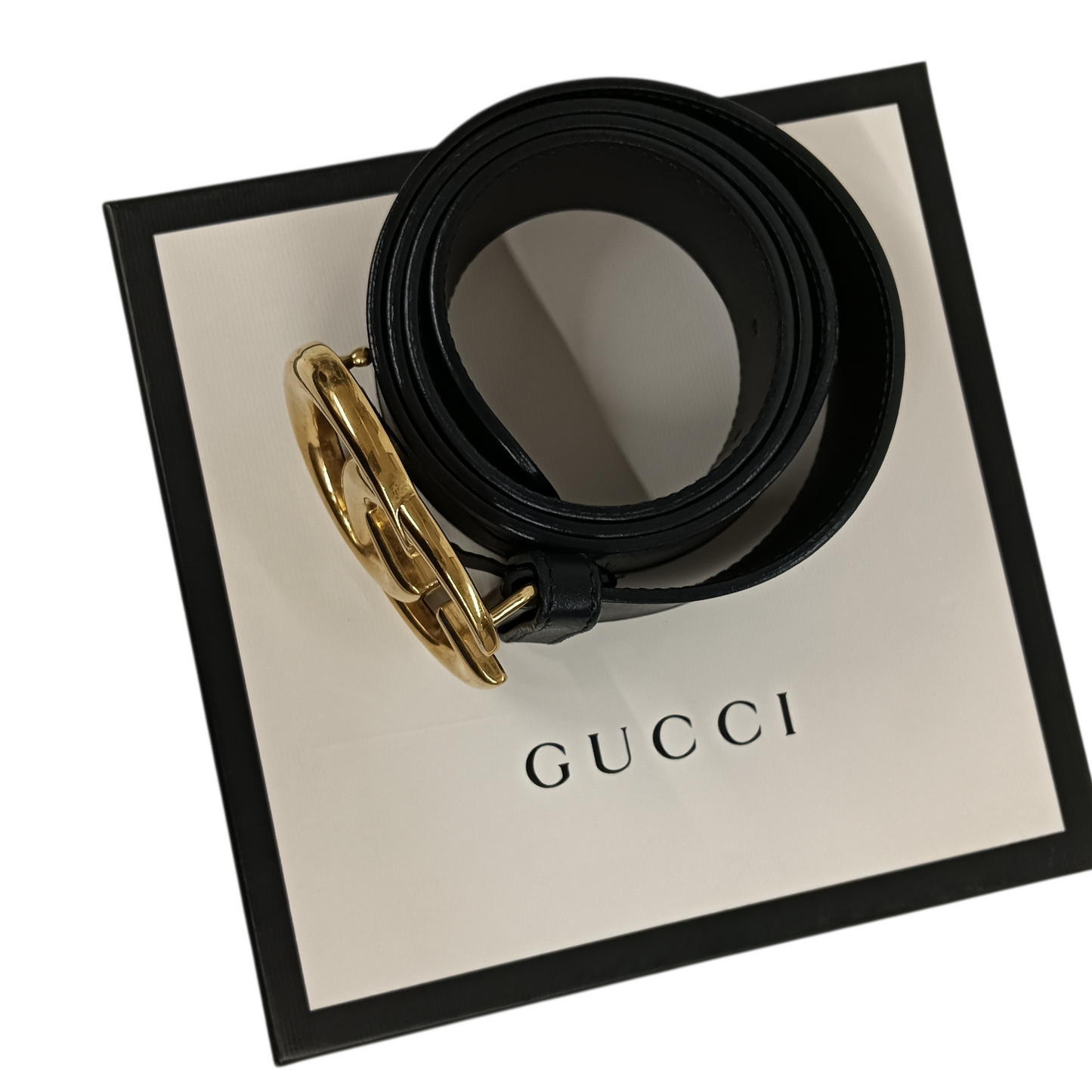 GUCCI Belt Black/Gold 400593 Double G