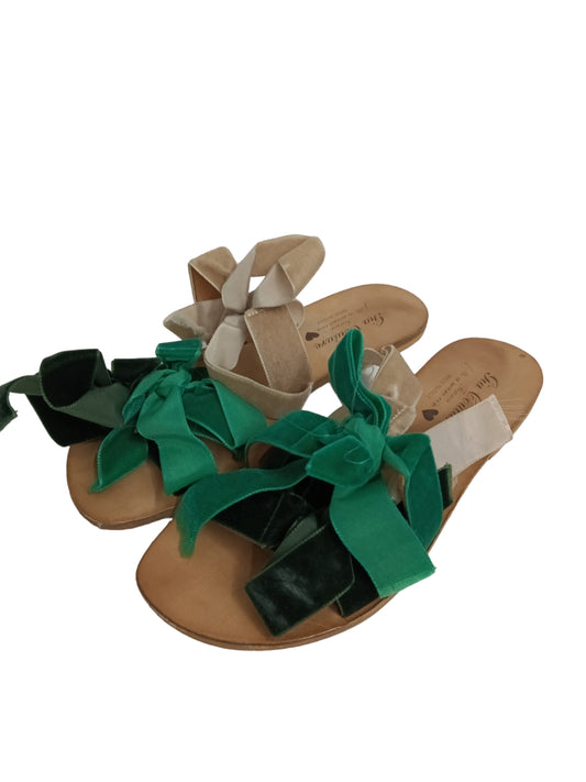 GIA COUTURE SANDAL SIZE 36 LADY'S BEIGE/GREEN