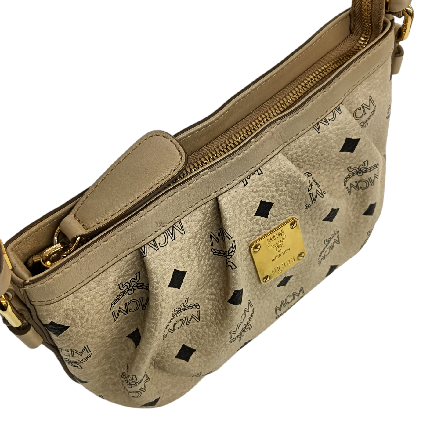 MCM Shoulder Bag N70MX000F1 Beige Stain/Damage