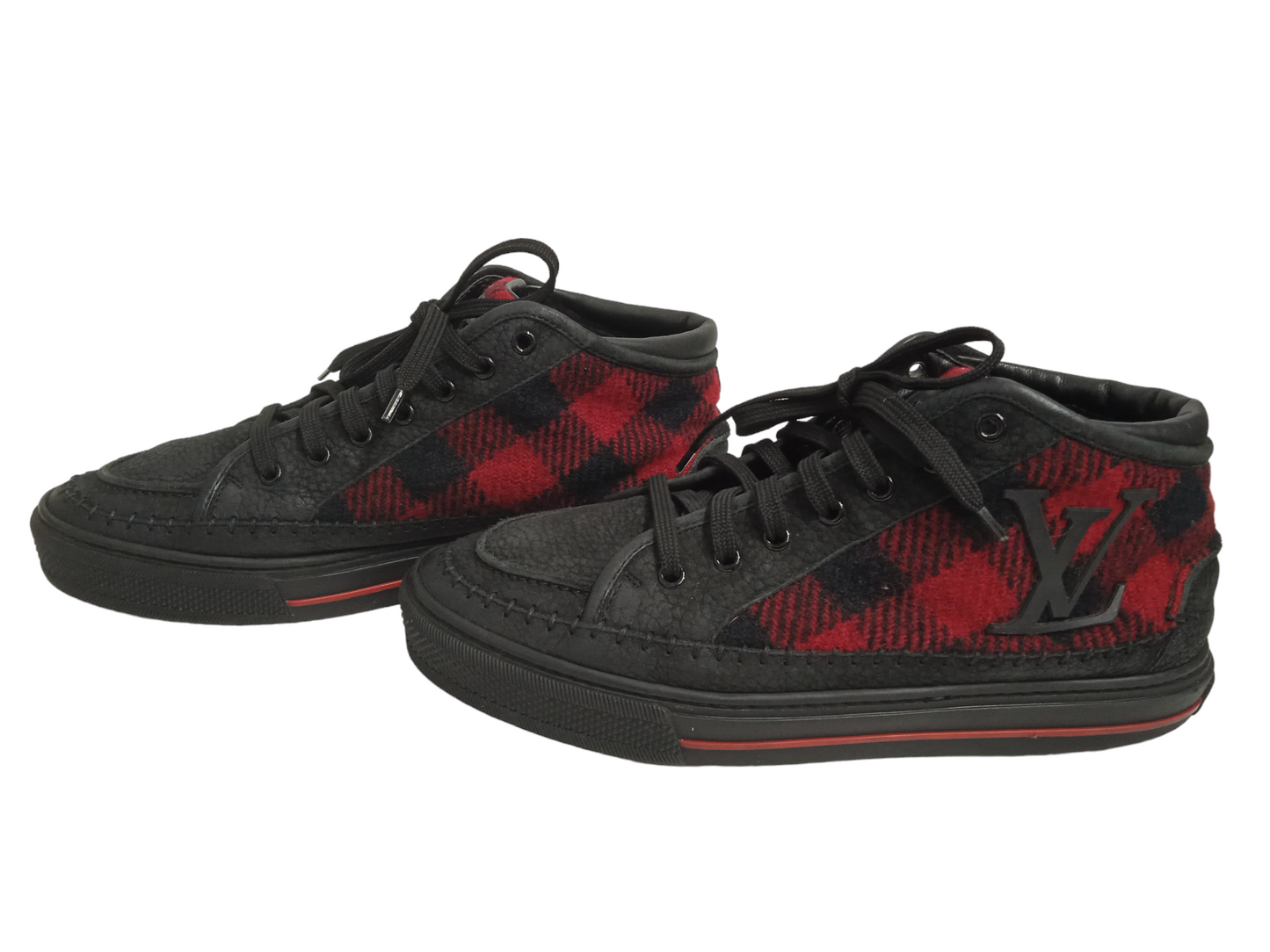 LOUIS VUITTON SNEAKER SIZE 5 LADY'S BLACK/RED GO 0152 RANK (B)