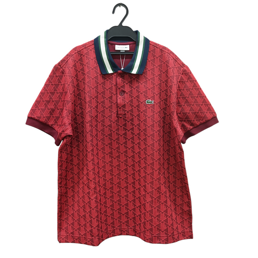 LACOSTE Polo shirts SIZE XL Mens Red DH1417/The Jacquard Knit Monogram Motif