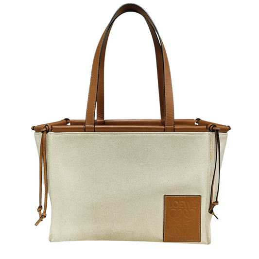LOEWE TOTE BAG A612A93X18 Beige/Brown Damage/Stain 702137 Rank B