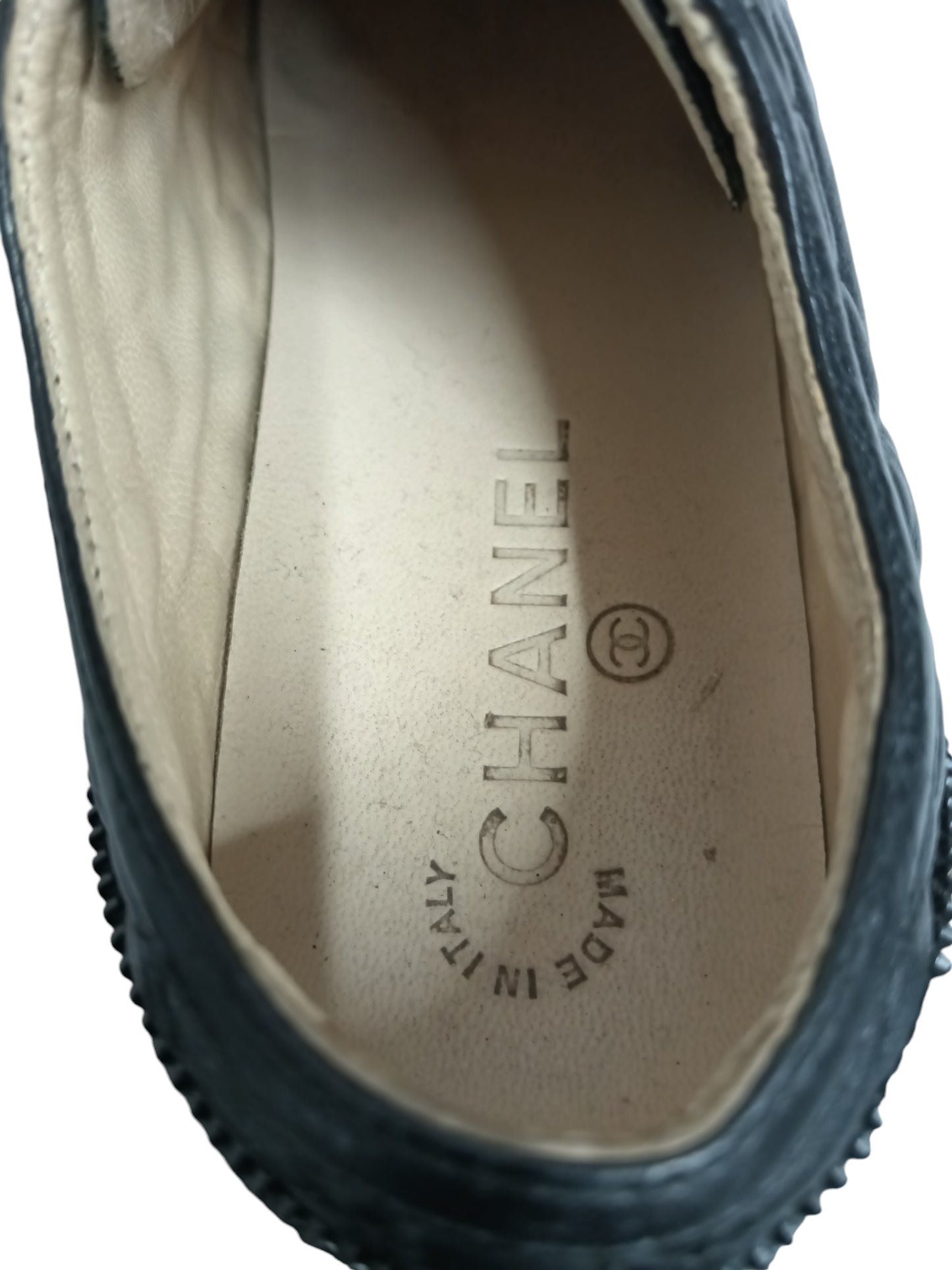 CHANEL MATREASSE ZIPPER SHOES SIZE 35 1/2 LADY'S BLACK G28568