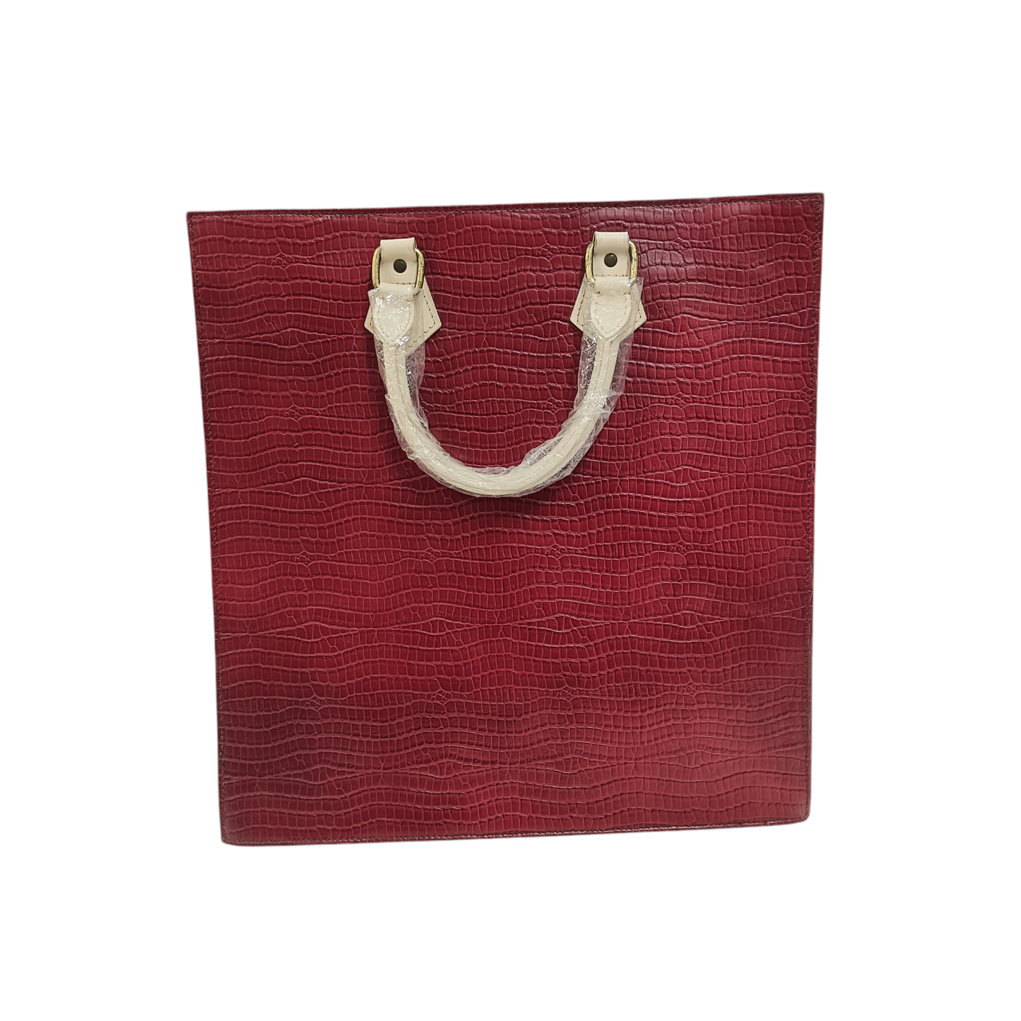 VR LEATHER TOTE BAG CROCODILE RED