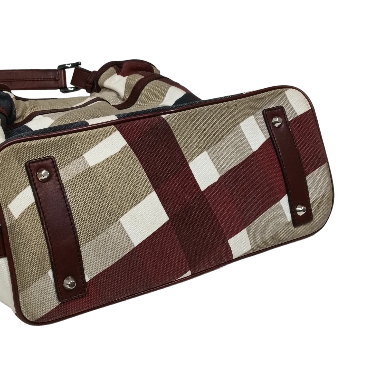 BURBERRY LONDON Shoulder Bag CHECK CANVAS Burgundy/Beige