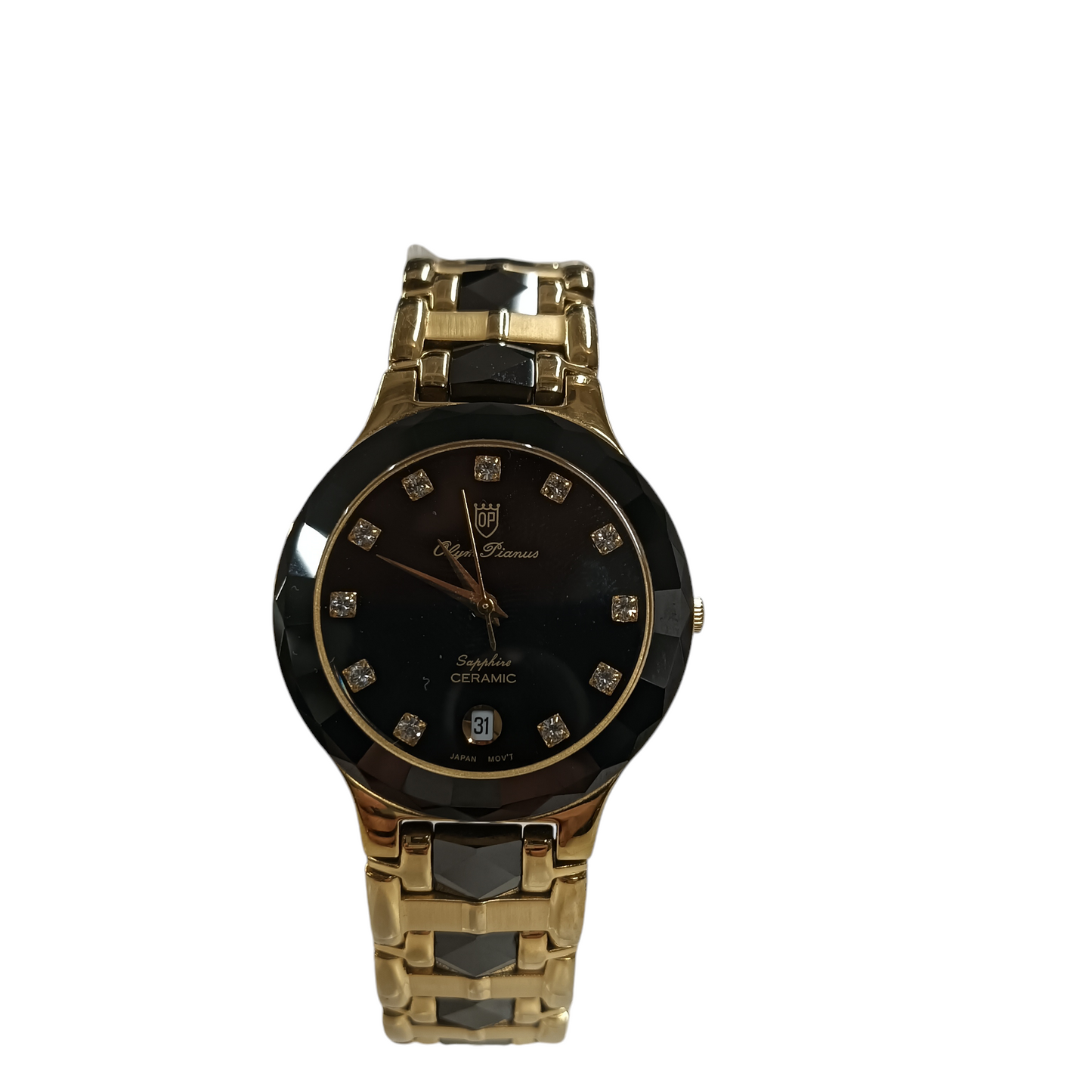 OLYM PIANUS WRIST WATCH QUARTZ GOLD/BLACK