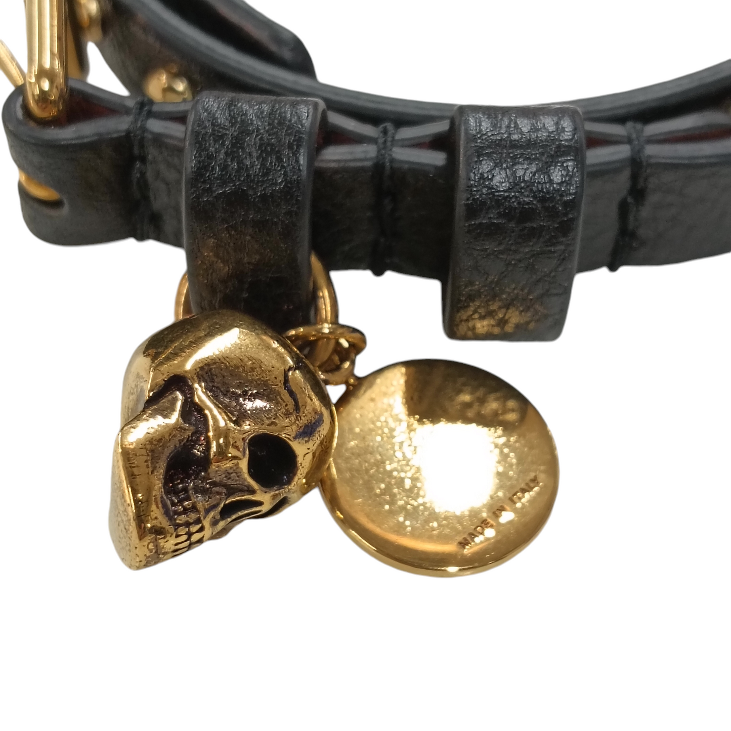 ALEXANDER MCQUEEN LOOP BRACELET SKULL GOLD/BLACK