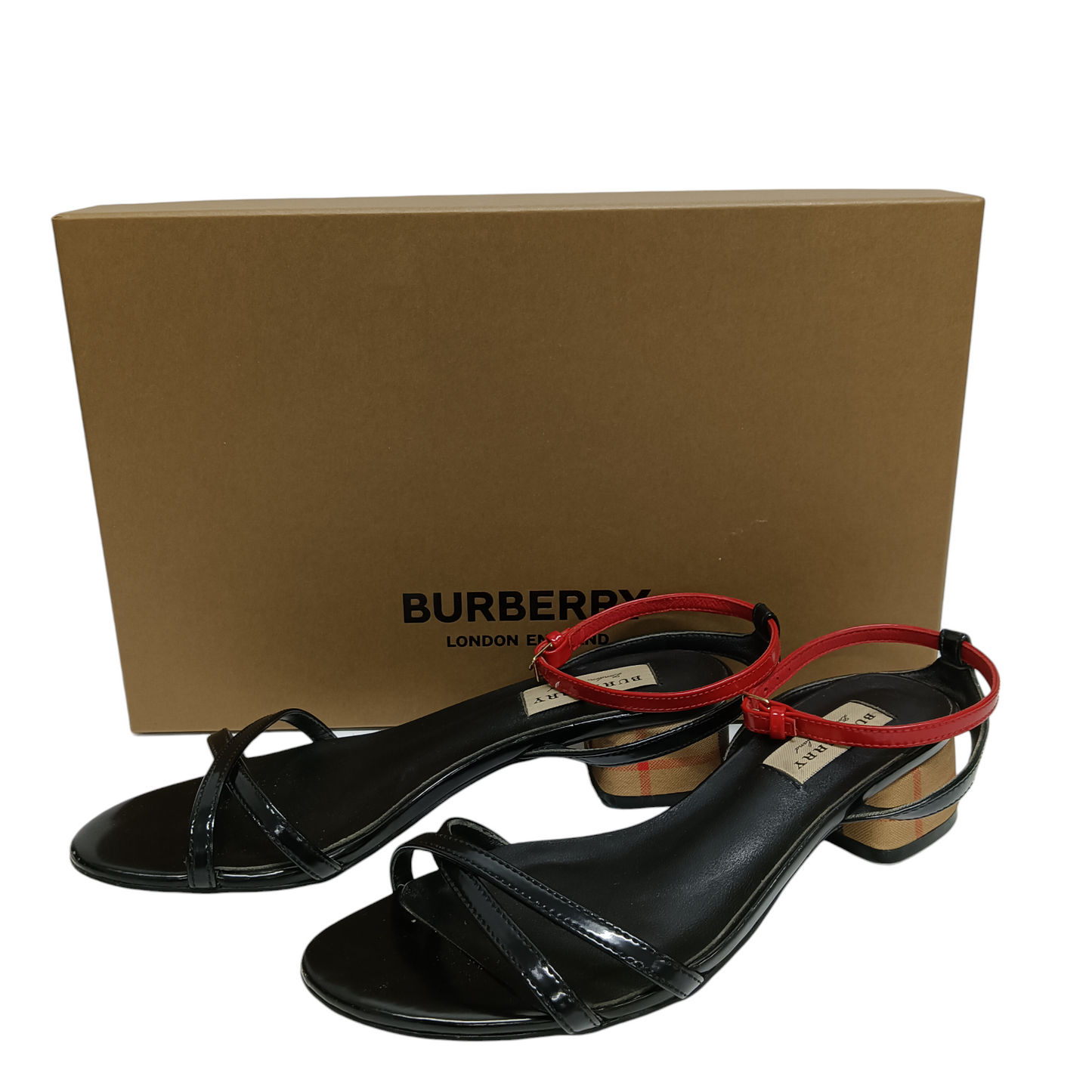 BURBERRY Sandal Lady's Beige/Black Size 36