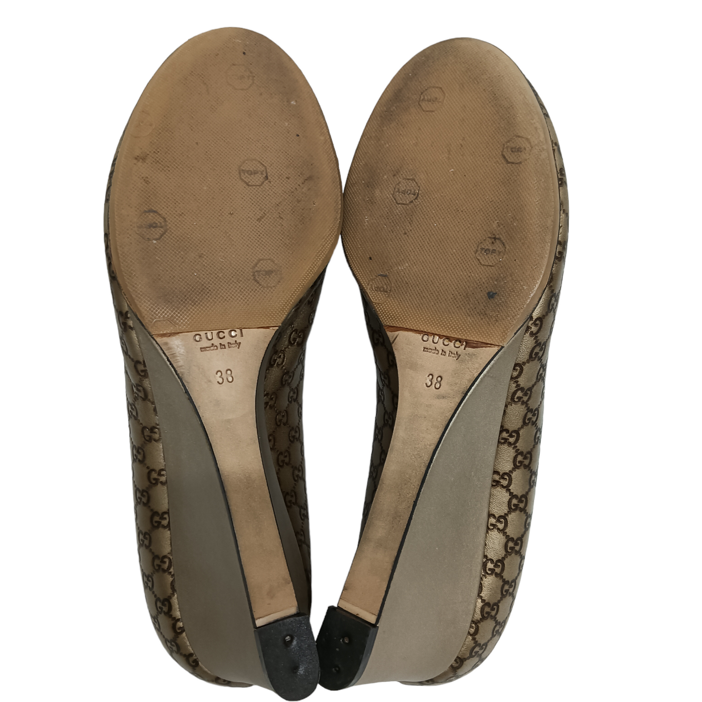 GUCCI Wedge Sole Pumps Lady's Gold Size 38 269824