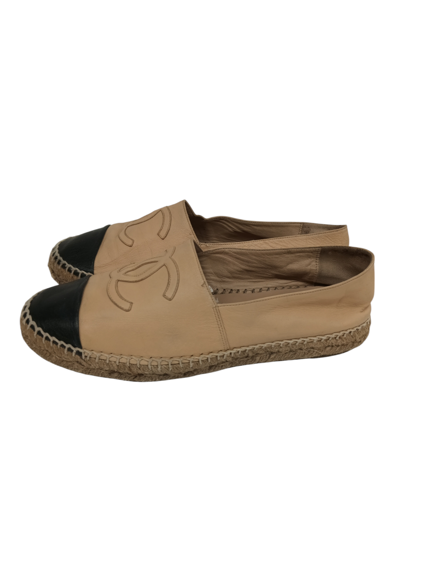 CHANEL ESPADRILLE 39 LADY'S BEIGE/BLACK RANK(B) G29762