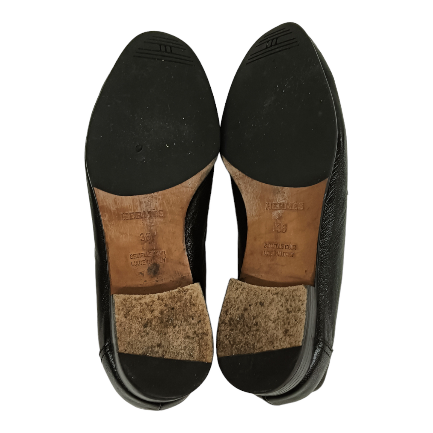 HERMES Loafers 36 Lady's Black